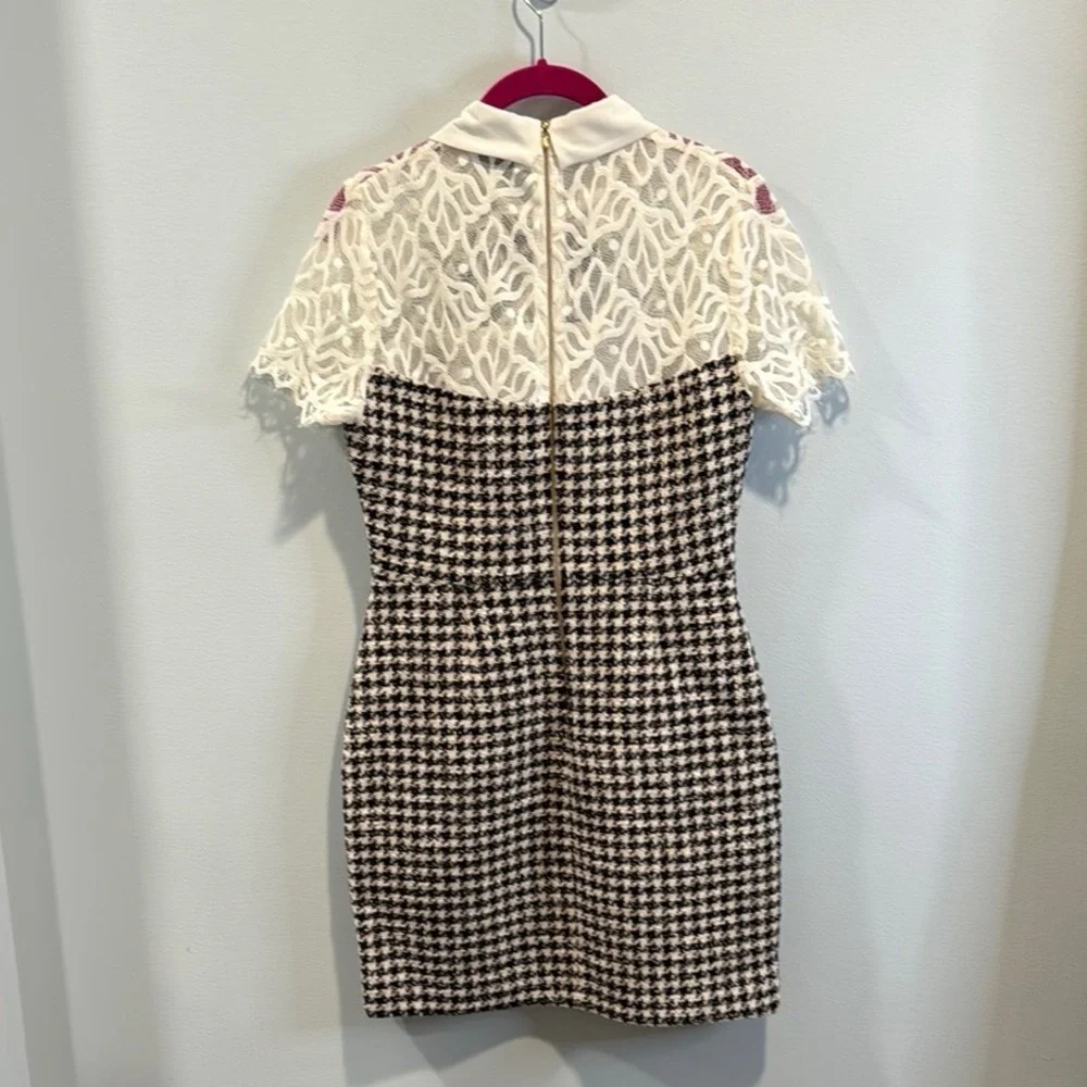 Sandro “Rozeana” lace panel houndstooth dress FR36/US4 - Picture 6 of 6